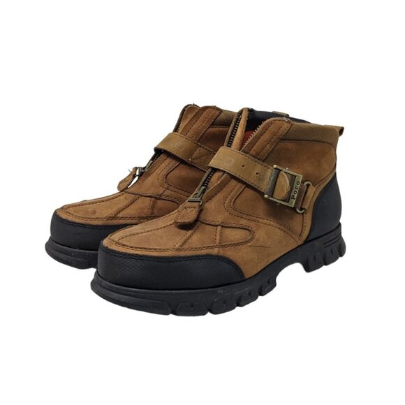 Polo Ralph Lauren Mens Brown Conquest Rugged Duck Boots Suede with Zip US Size 8